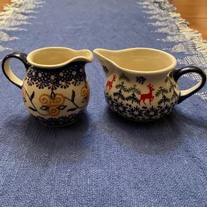 Polish pottery cream pitchers (2 included)